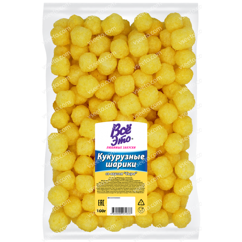 Кукурузные шарики со вкусом Сыра "Все Это" 100гр. фото 1